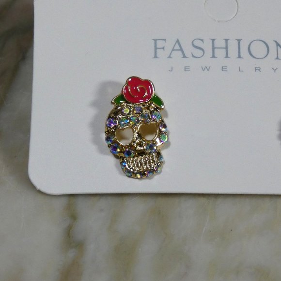 Sparkling sugar skull earrings, Día de los Muertos, Day of the Dead, Halloween - Picture 2 of 7